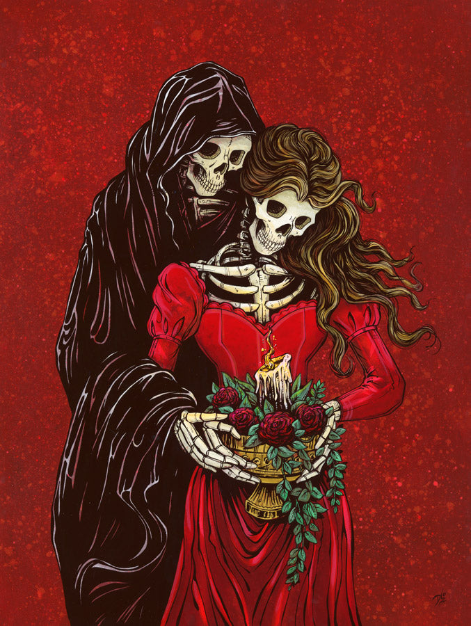 Love Blossoms Skeleton Couple by David Lozeau