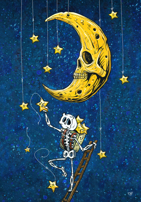 Reaching for the Stars by Day of the Dead Artist David Lozeau, Day of the Dead Art, Dia de los Muertos Art, Dia de los Muertos Artist