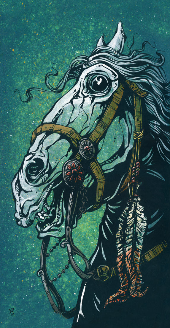 Horse Art by Day of the Dead Artist David Lozeau, Day of the Dead Art, Dia de los Muertos Art, Dia de los Muertos Artist