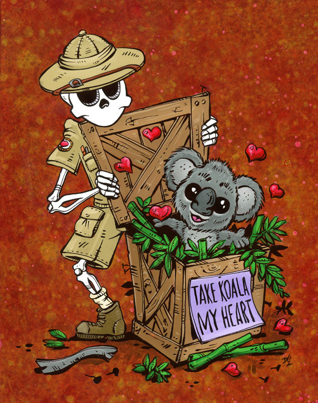 Take Koala My Heart by Day of the Dead Artist David Lozeau, Day of the Dead Art, Dia de los Muertos Art, Dia de los Muertos Artist