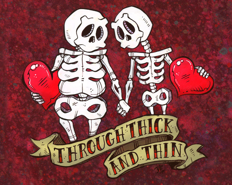 Through Thick and Thin by Day of the Dead Artist David Lozeau, Day of the Dead Art, Dia de los Muertos Art, Dia de los Muertos Artist