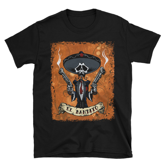 Bandito Shirt by Day of the Dead Artist David Lozeau, Day of the Dead Art, Dia de los Muertos Art, Dia de los Muertos Artist