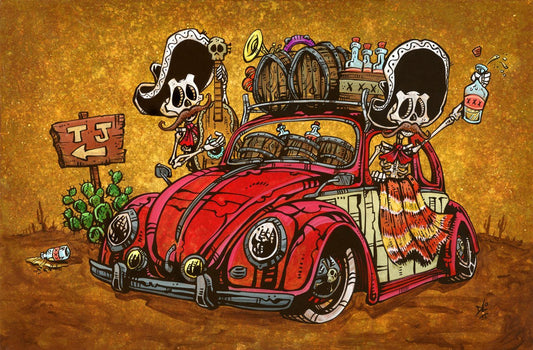 Border Bug by Day of the Dead Artist David Lozeau, Day of the Dead Art, Dia de los Muertos Art, Dia de los Muertos Artist