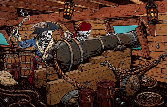 Broadside Buccaneers by Day of the Dead Artist David Lozeau, Day of the Dead Art, Dia de los Muertos Art, Dia de los Muertos Artist