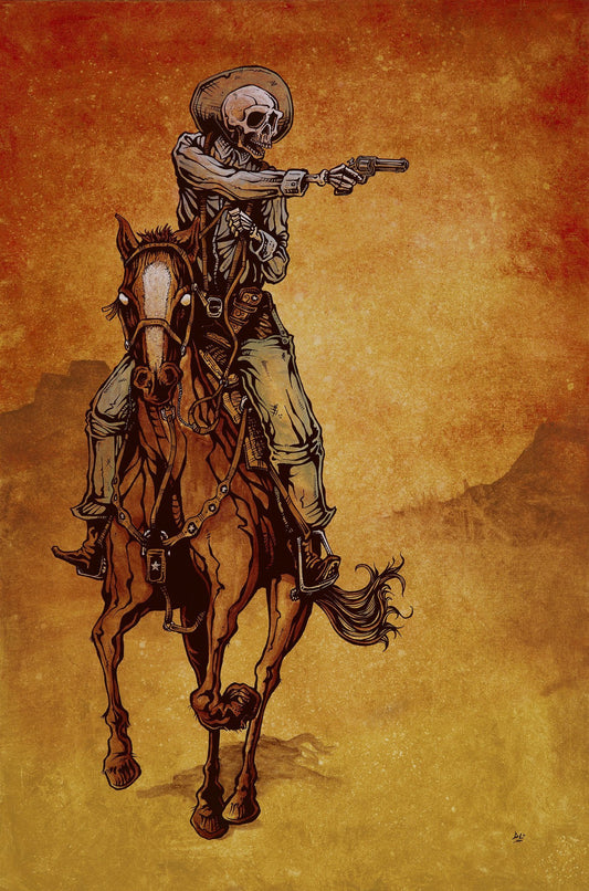 Cattle Raid by Day of the Dead Artist David Lozeau, Day of the Dead Art, Dia de los Muertos Art, Dia de los Muertos Artist