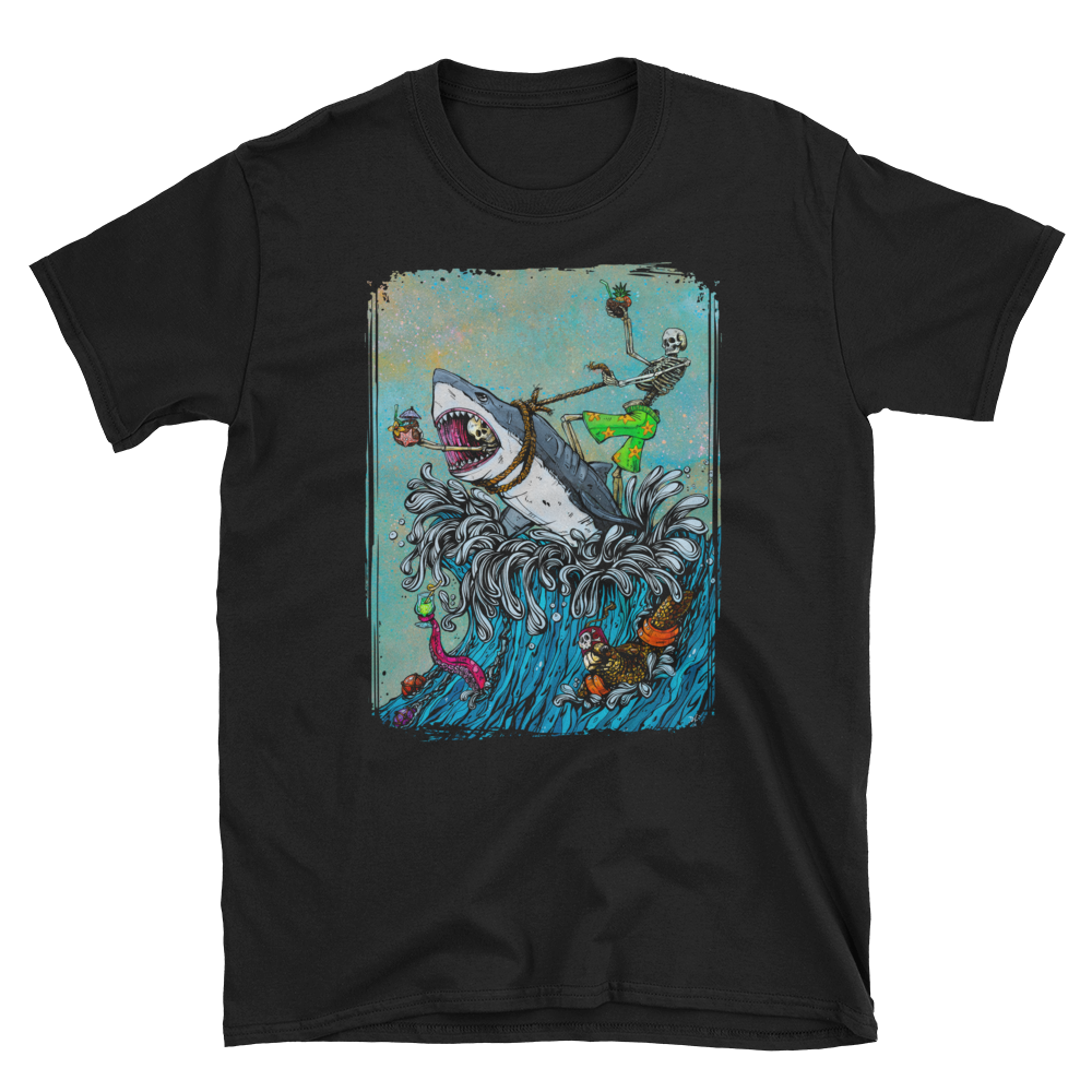 Great White Wave Shirt by Day of the Dead Artist David Lozeau, Day of the Dead Art, Dia de los Muertos Art, Dia de los Muertos Artist