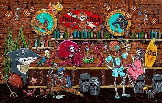 Last Call by Day of the Dead Artist David Lozeau, Day of the Dead Art, Dia de los Muertos Art, Dia de los Muertos Artist