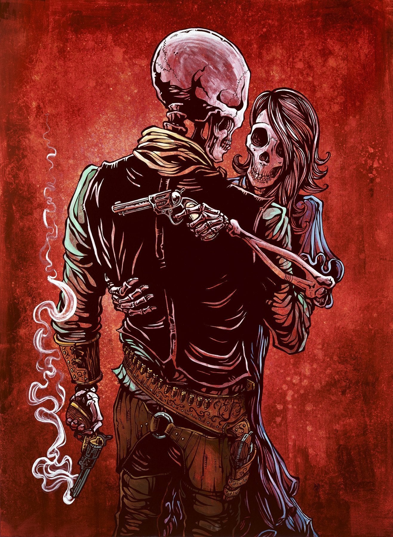 Love, Trust, and a Revolver by Day of the Dead Artist David Lozeau