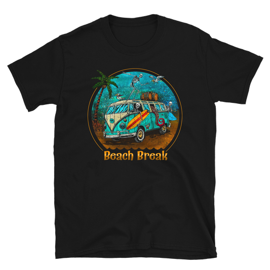 Beach Break Shirt by Day of the Dead Artist David Lozeau, Day of the Dead Art, Dia de los Muertos Art, Dia de los Muertos Artist