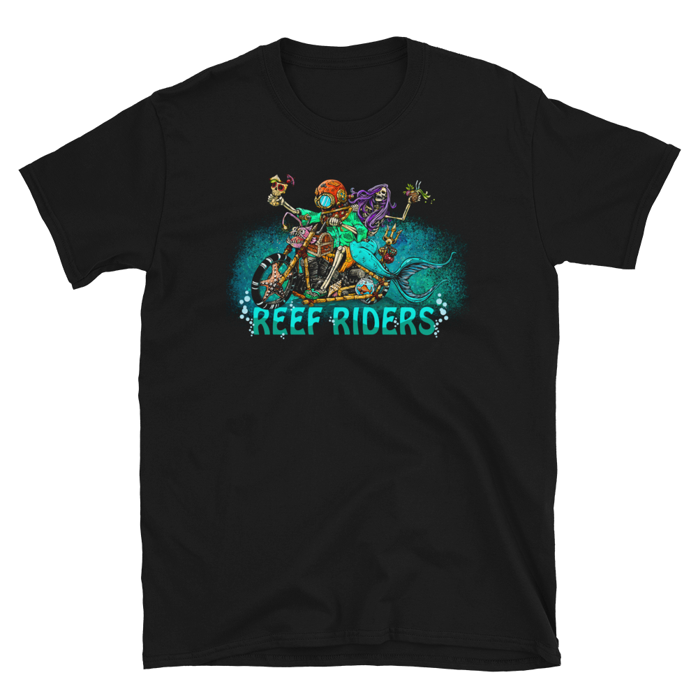 Reef Riders Shirt by Day of the Dead Artist David Lozeau, Day of the Dead Art, Dia de los Muertos Art, Dia de los Muertos Artist