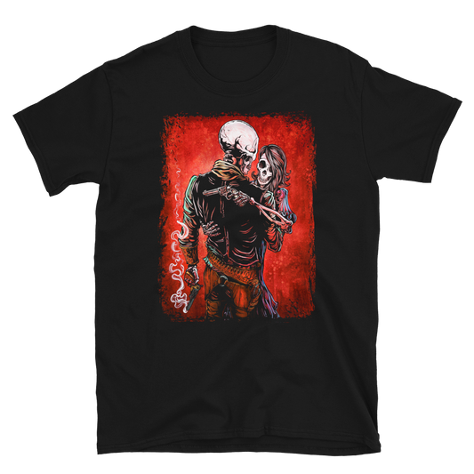 Love, Trust, and a Revolver Shirt by Day of the Dead Artist David Lozeau, Day of the Dead Art, Dia de los Muertos Art, Dia de los Muertos Artist