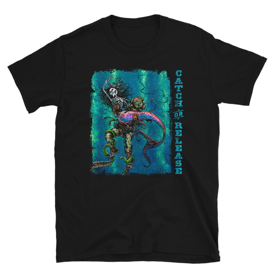 Catch or Release Shirt by Day of the Dead Artist David Lozeau, Day of the Dead Art, Dia de los Muertos Art, Dia de los Muertos Artist