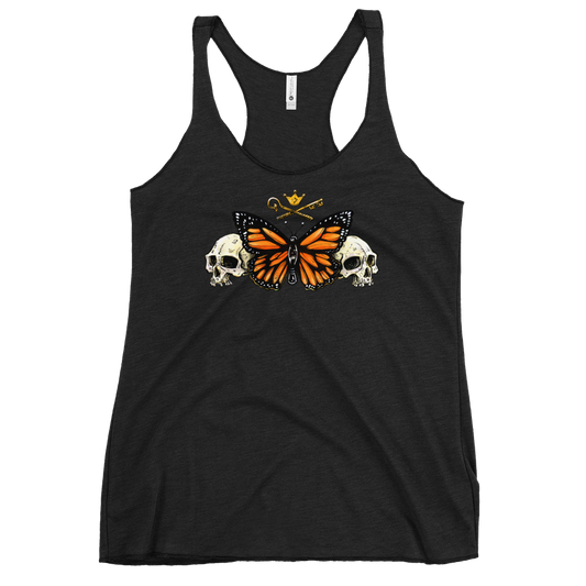 Butterfly Queen Women's Racerback Tank by Day of the Dead Artist David Lozeau, Day of the Dead Art, Dia de los Muertos Art, Dia de los Muertos Artist