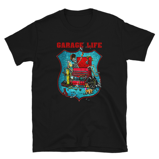 Garage Life Shirt by Day of the Dead Artist David Lozeau, Day of the Dead Art, Dia de los Muertos Art, Dia de los Muertos Artist