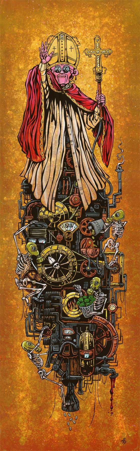 Supreme Machine by Day of the Dead Artist David Lozeau, Day of the Dead Art, Dia de los Muertos Art, Dia de los Muertos Artist