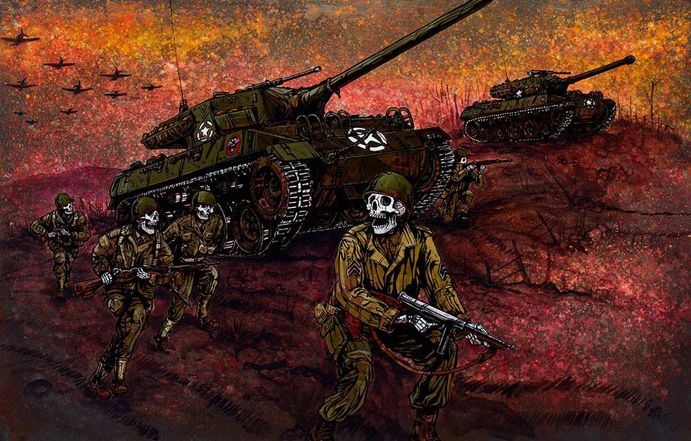 Tank Killers by Day of the Dead Artist David Lozeau, Day of the Dead Art, Dia de los Muertos Art, Dia de los Muertos Artist