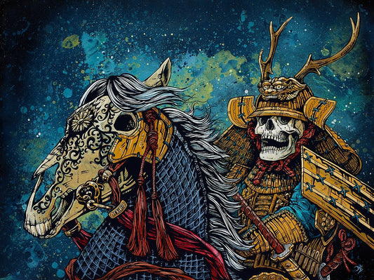 The Way of the Warrior by Day of the Dead Artist David Lozeau, Day of the Dead Art, Dia de los Muertos Art, Dia de los Muertos Artist