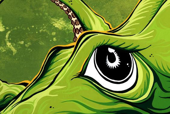 Underwater Curiosity Green by Day of the Dead Artist David Lozeau, Day of the Dead Art, Dia de los Muertos Art, Dia de los Muertos Artist