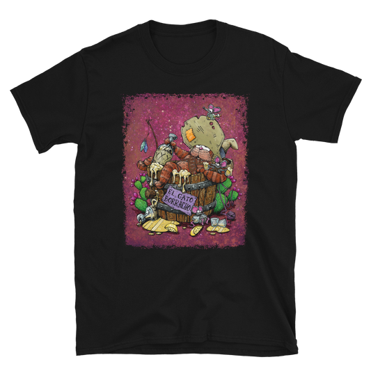 El Gato Borracho Shirt by Day of the Dead Artist David Lozeau, Day of the Dead Art, Dia de los Muertos Art, Dia de los Muertos Artist