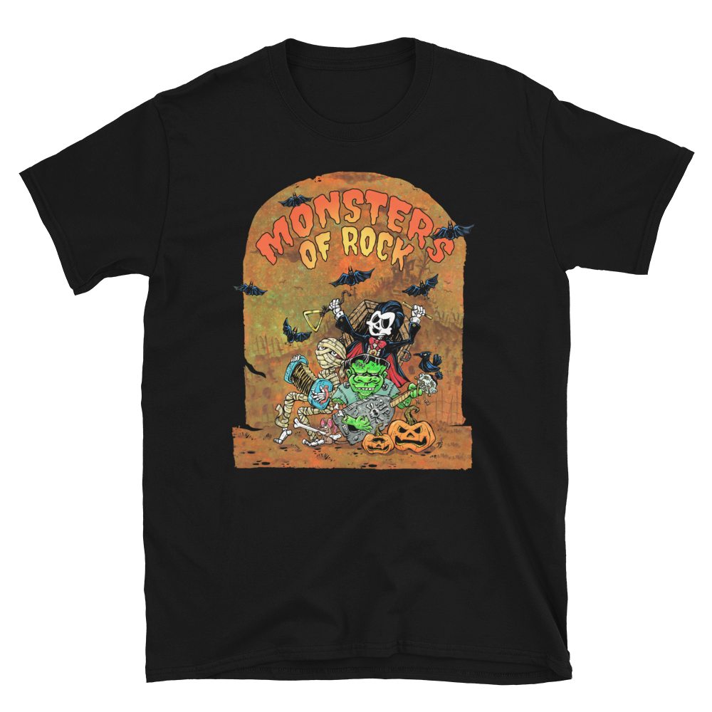 Monsters of Rock Shirt by Day of the Dead Artist David Lozeau, Day of the Dead Art, Dia de los Muertos Art, Dia de los Muertos Artist