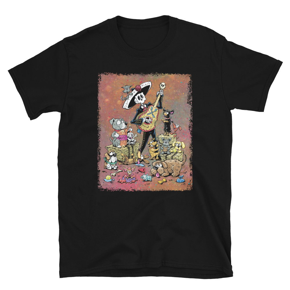 Doggie Ditty Shirt by Day of the Dead Artist David Lozeau, Day of the Dead Art, Dia de los Muertos Art, Dia de los Muertos Artist