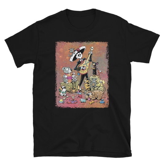 Doggie Ditty Shirt by Day of the Dead Artist David Lozeau, Day of the Dead Art, Dia de los Muertos Art, Dia de los Muertos Artist