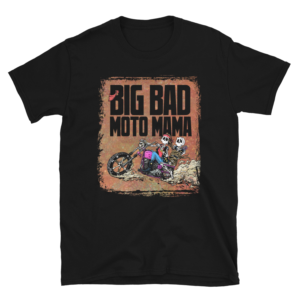 Big Bad Moto Mama Shirt by Day of the Dead Artist David Lozeau, Day of the Dead Art, Dia de los Muertos Art, Dia de los Muertos Artist