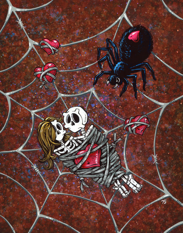 Caught in Your Web by Day of the Dead Artist David Lozeau, Day of the Dead Art, Dia de los Muertos Art, Dia de los Muertos Artist