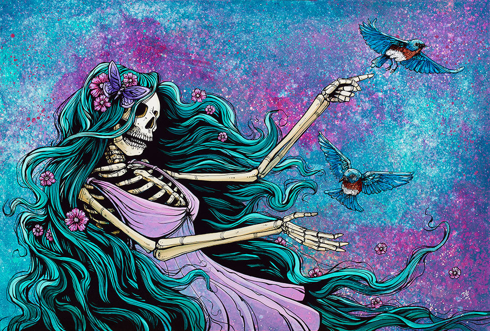 Ethereal Beauty by Day of the Dead Artist David Lozeau, Day of the Dead Art, Dia de los Muertos Art, Dia de los Muertos Artist