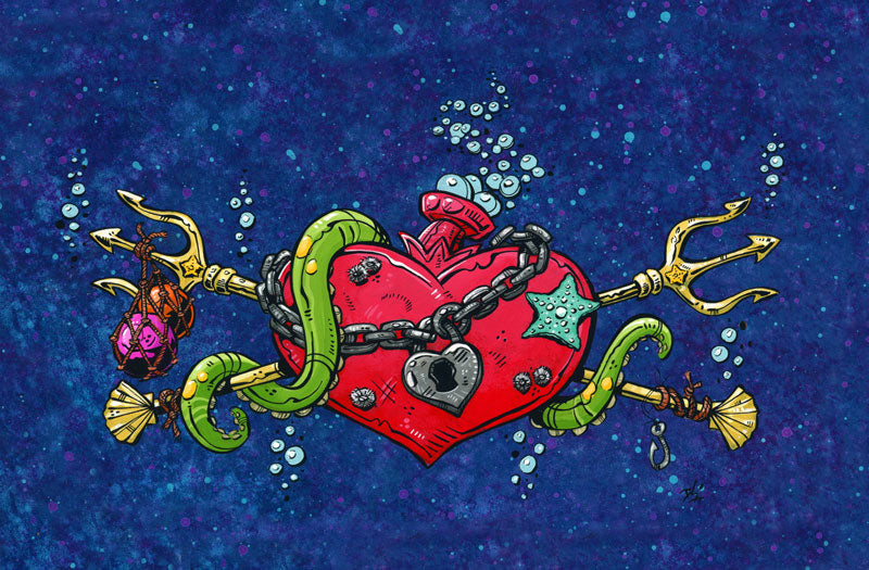 Heart of the Sea XIJ by Day of the Dead Artist David Lozeau, Day of the Dead Art, Dia de los Muertos Art, Dia de los Muertos Artist