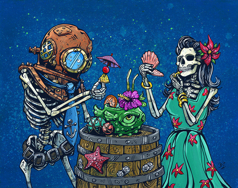 $2 Retired Mini Prints by Day of the Dead Artist David Lozeau, Day of the Dead Art, Dia de los Muertos Art, Dia de los Muertos Artist