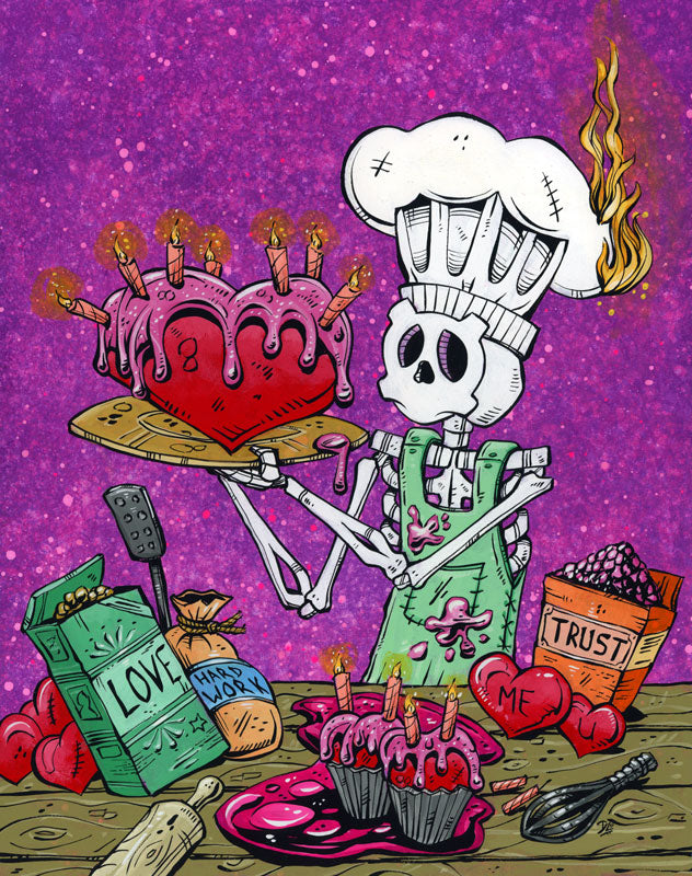 Making Love by Day of the Dead Artist David Lozeau, Day of the Dead Art, Dia de los Muertos Art, Dia de los Muertos Artist