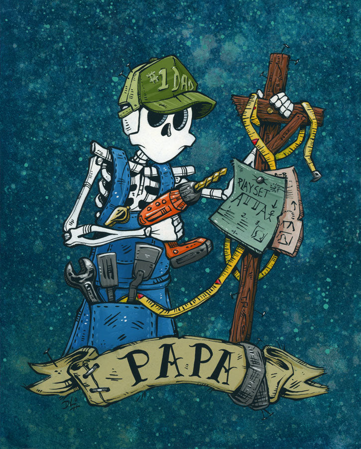 Papa by Day of the Dead Artist David Lozeau, Day of the Dead Art, Dia de los Muertos Art, Dia de los Muertos Artist