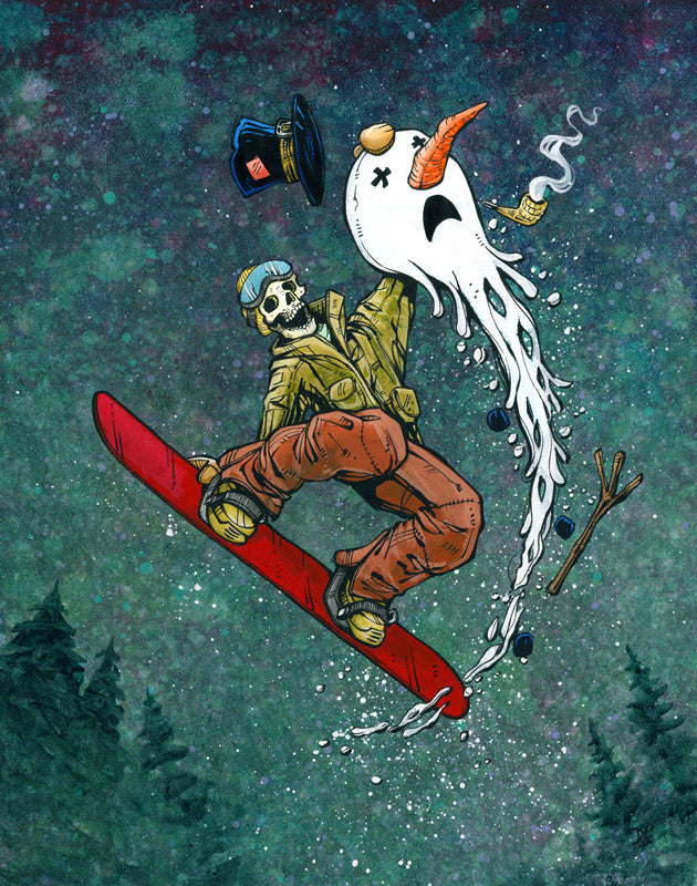 Snow Savage by Day of the Dead Artist David Lozeau, Day of the Dead Art, Dia de los Muertos Art, Dia de los Muertos Artist