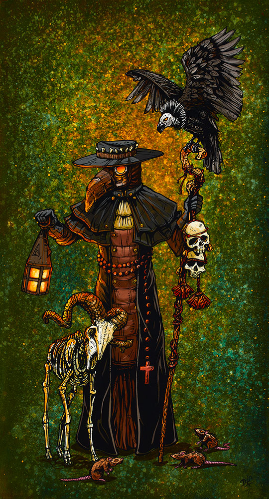 Plague Doctor by Day of the Dead Artist David Lozeau, Day of the Dead Art, Dia de los Muertos Art, Dia de los Muertos Artist