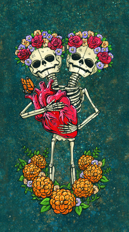 Bound by Love by Day of the Dead Artist David Lozeau, Day of the Dead Art, Dia de los Muertos Art, Dia de los Muertos Artist