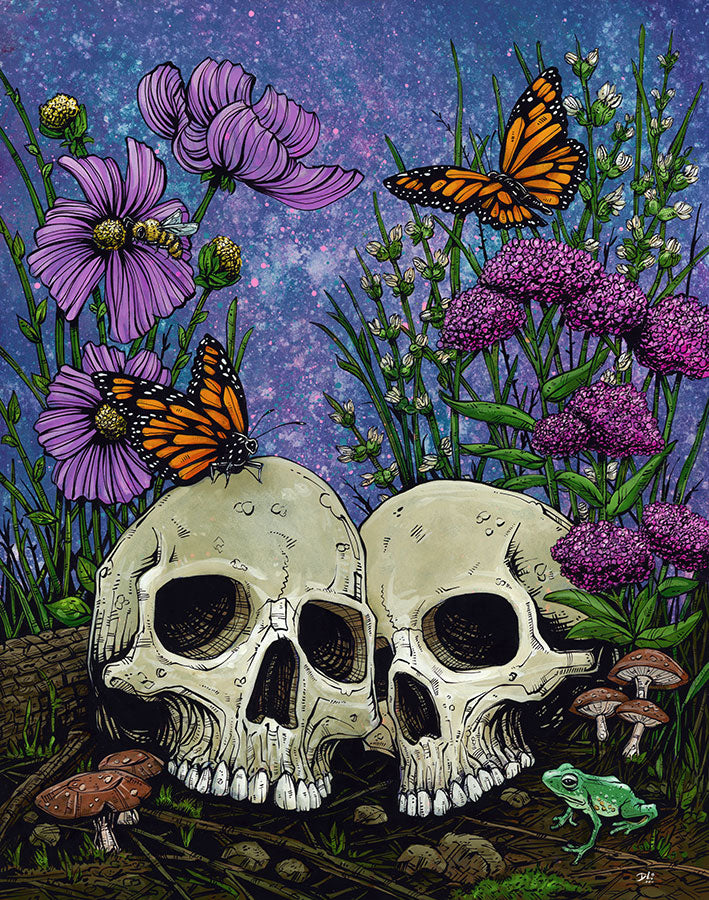 Together Forever by Day of the Dead Artist David Lozeau, Day of the Dead Art, Dia de los Muertos Art, Dia de los Muertos Artist