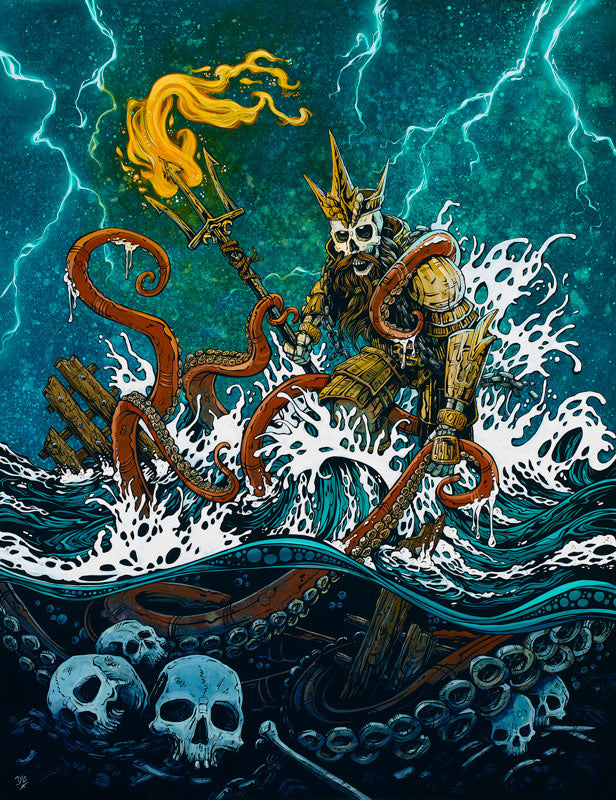 Treacherous Waters XIJ by Day of the Dead Artist David Lozeau, Day of the Dead Art, Dia de los Muertos Art, Dia de los Muertos Artist