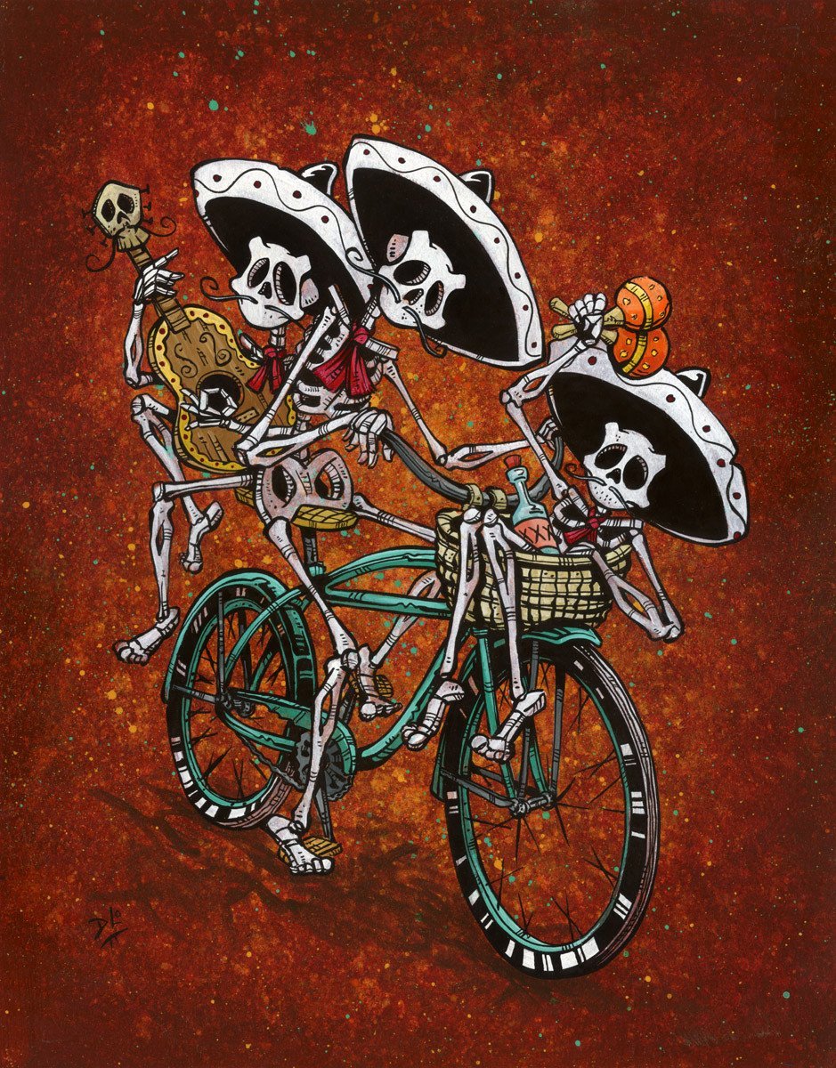 Band on the Run by Day of the Dead Artist David Lozeau, Day of the Dead Art, Dia de los Muertos Art, Dia de los Muertos Artist