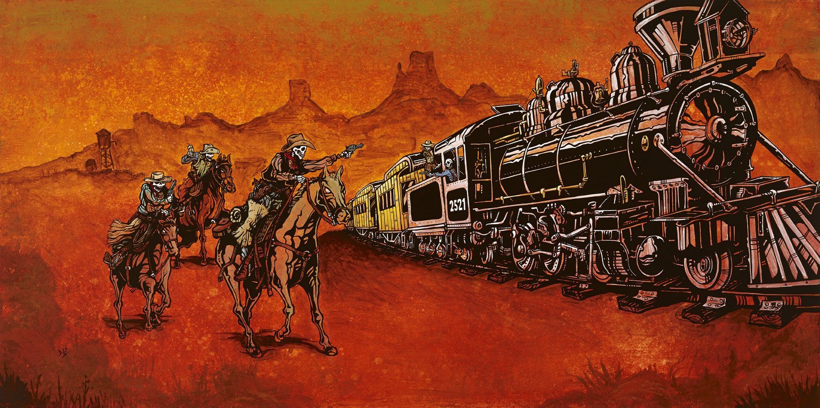 Big Iron by Day of the Dead Artist David Lozeau, Day of the Dead Art, Dia de los Muertos Art, Dia de los Muertos Artist