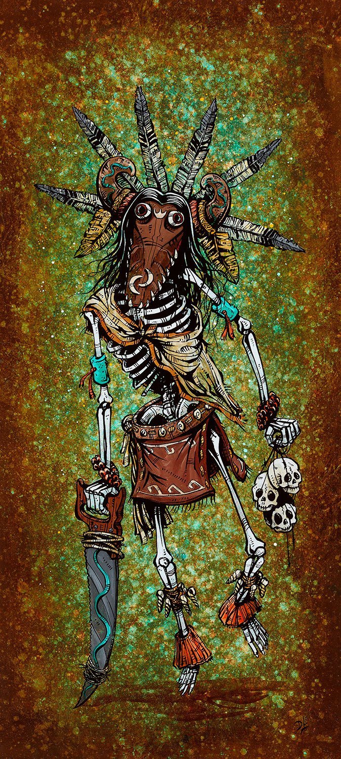 Black Ogre Kachina by Day of the Dead Artist David Lozeau, Day of the Dead Art, Dia de los Muertos Art, Dia de los Muertos Artist