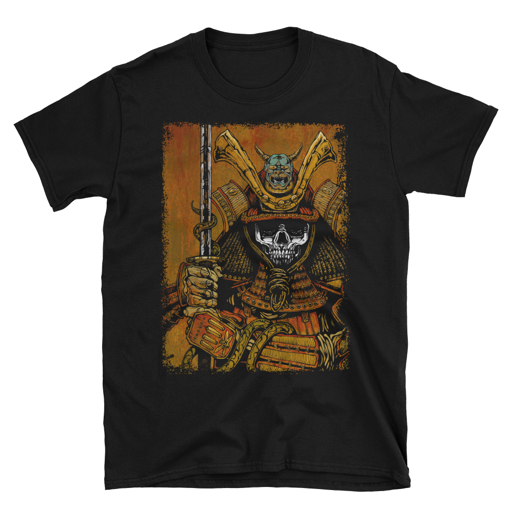 By the Sword of the Samurai Shirt by Day of the Dead Artist David Lozeau, Day of the Dead Art, Dia de los Muertos Art, Dia de los Muertos Artist