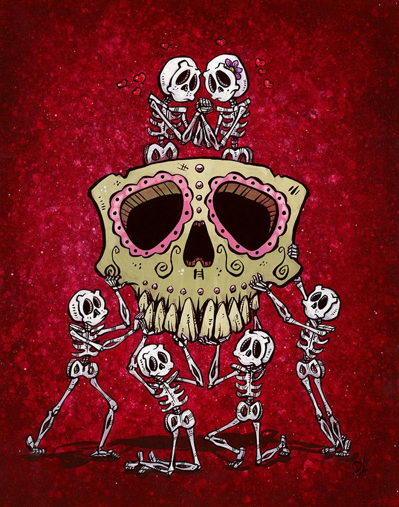 Eterno by Day of the Dead Artist David Lozeau, Day of the Dead Art, Dia de los Muertos Art, Dia de los Muertos Artist