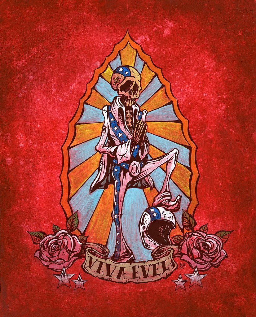 Evel of Guadalupe by Day of the Dead Artist David Lozeau, Day of the Dead Art, Dia de los Muertos Art, Dia de los Muertos Artist