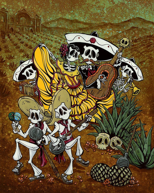 Fiesta Before the Siesta XIJ by Day of the Dead Artist David Lozeau, Day of the Dead Art, Dia de los Muertos Art, Dia de los Muertos Artist