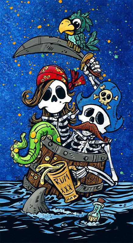 First Mates by Day of the Dead Artist David Lozeau, Day of the Dead Art, Dia de los Muertos Art, Dia de los Muertos Artist