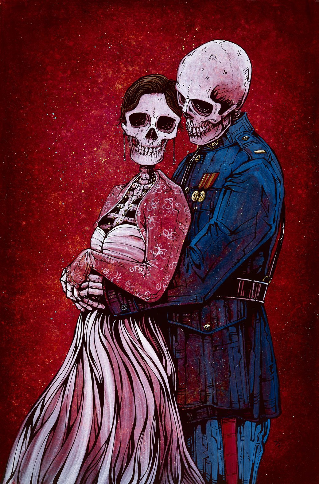 For Love and Country by Day of the Dead Artist David Lozeau, Day of the Dead Art, Dia de los Muertos Art, Dia de los Muertos Artist