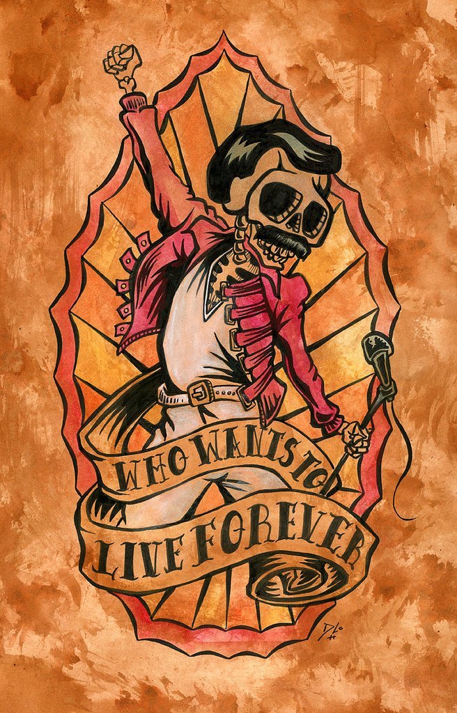 Freddie Mercury of Guadalupe by Day of the Dead Artist David Lozeau, Day of the Dead Art, Dia de los Muertos Art, Dia de los Muertos Artist