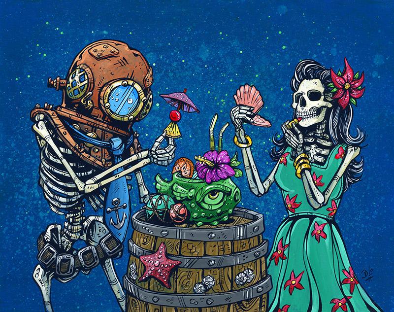 Isn't It Rumantic by Day of the Dead Artist David Lozeau, Day of the Dead Art, Dia de los Muertos Art, Dia de los Muertos Artist