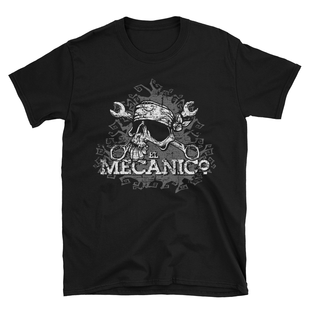 Mecanico Shirt by Day of the Dead Artist David Lozeau, Day of the Dead Art, Dia de los Muertos Art, Dia de los Muertos Artist